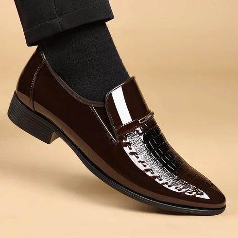 Men's Dress Shoes Elegant Animal Texture Slip-On for Weddings and Office Parties